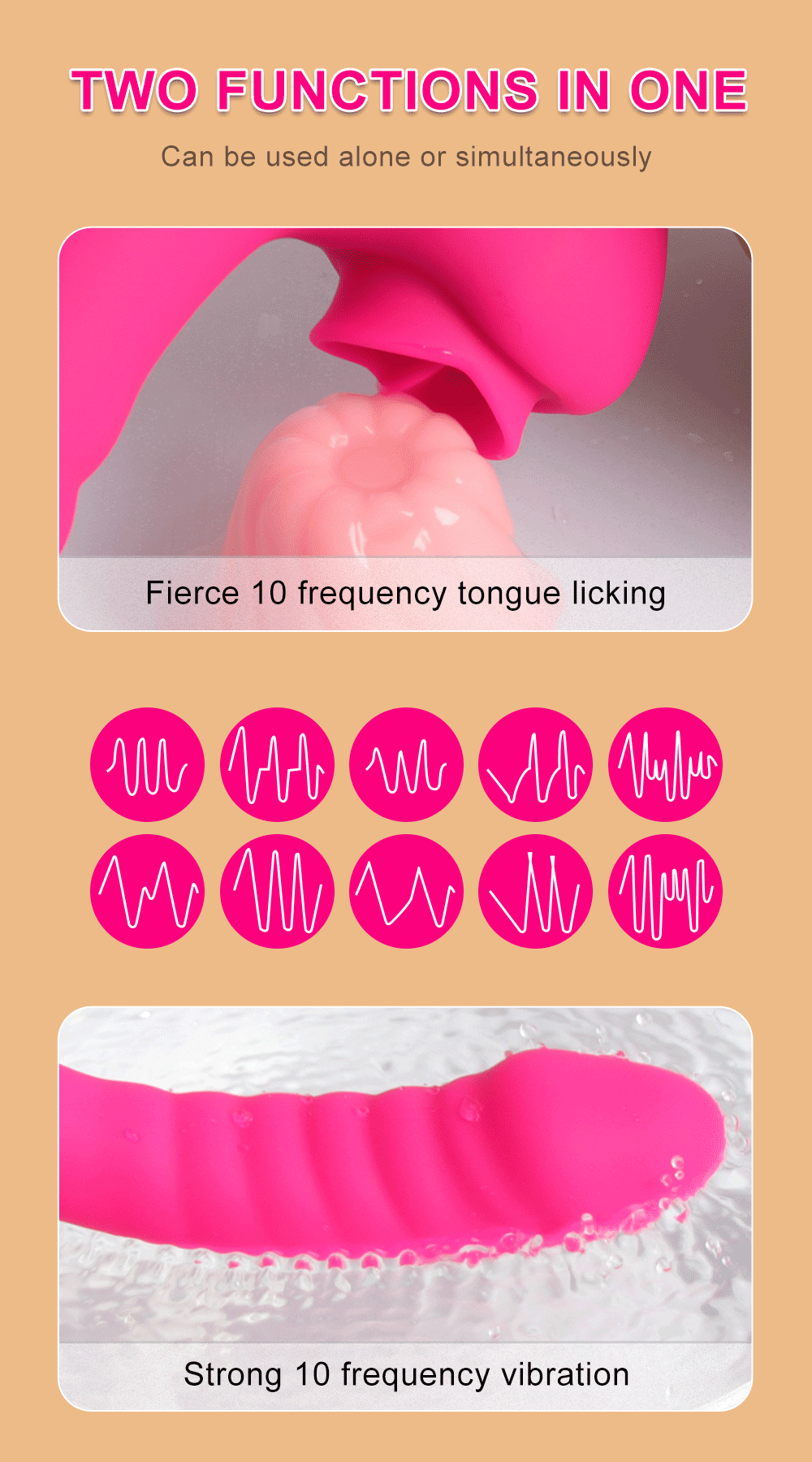 Tongue Licking Vibrator 2-in-1 - Clitoris Stimulator & Dildo with 20 Speed Settings for Women - Blvck Lux