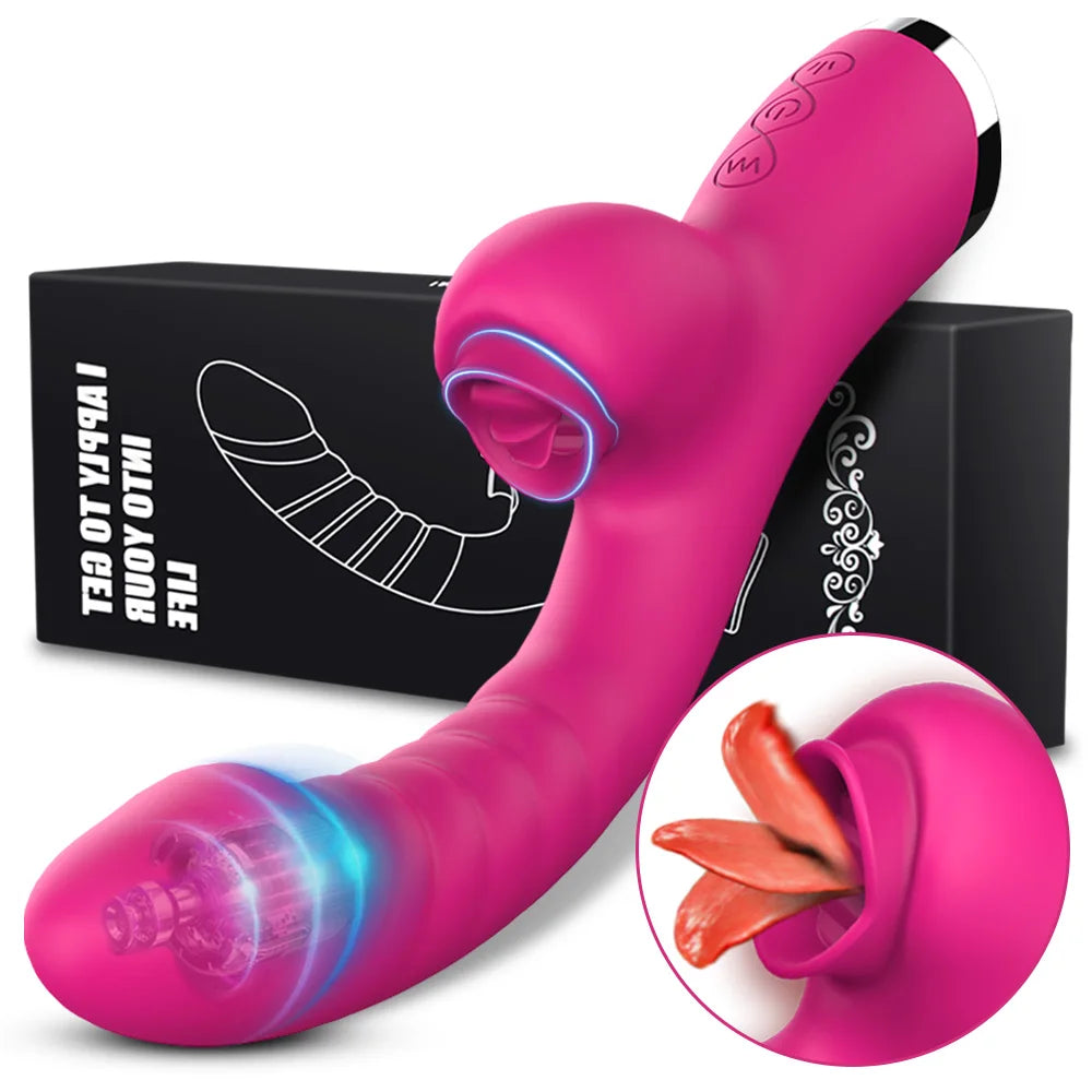 Tongue Licking Vibrator 2 In 1 Adult Women Sex Toys Dildos Vibrators Clitoris Stimulator With 20 Speeds Vibrators Sex Product - Blvck Lux