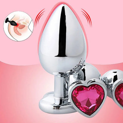 Anal Plug Heart 3 Sizes Stainless Steel Crystal Anal Plug Removable Butt Plug Stimulator Anal Sex Toys Prostate Massager Dildo - Blvck Lux