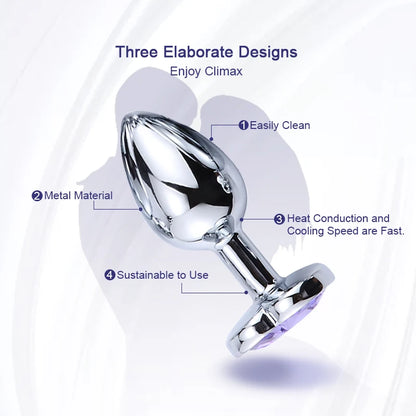Anal Plug Heart 3 Sizes Stainless Steel Crystal Anal Plug Removable Butt Plug Stimulator Anal Sex Toys Prostate Massager Dildo - Blvck Lux
