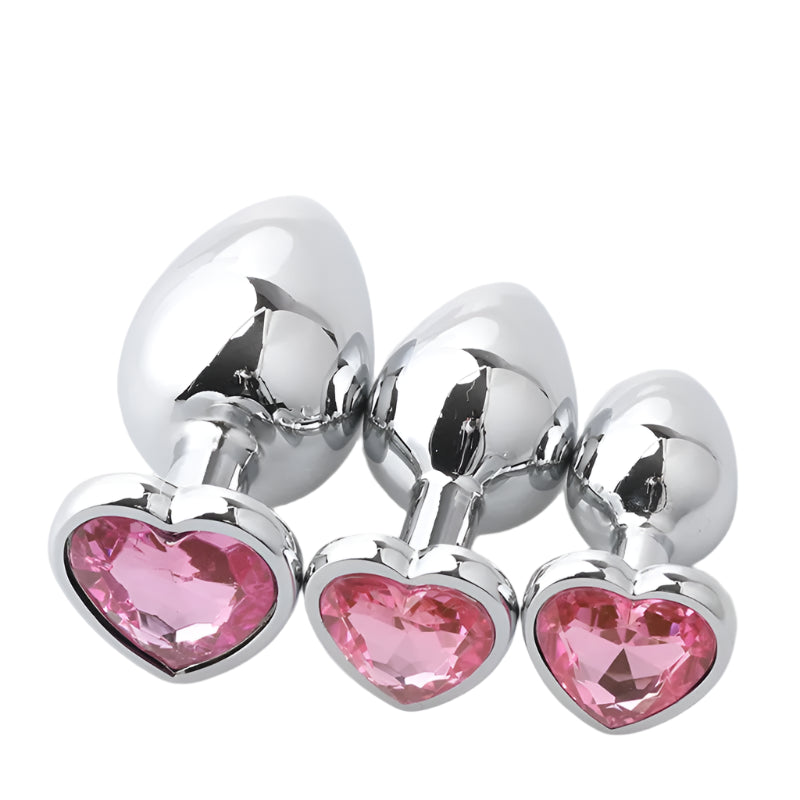 Anal Plug Heart 3 Sizes Stainless Steel Crystal Anal Plug Removable Butt Plug Stimulator Anal Sex Toys Prostate Massager Dildo - Blvck Lux